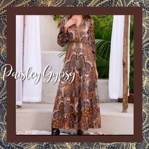 BOHEMIAN RUFFLE FRINGE A LINE WESTERN STYLE MAXI DRESS